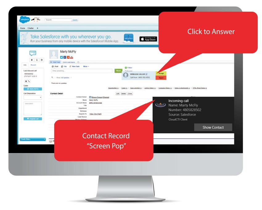 CRM program displaying on a desktop monitor