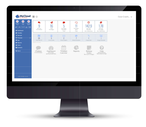 MyCloud Messenger interface screen displyed on a monitor